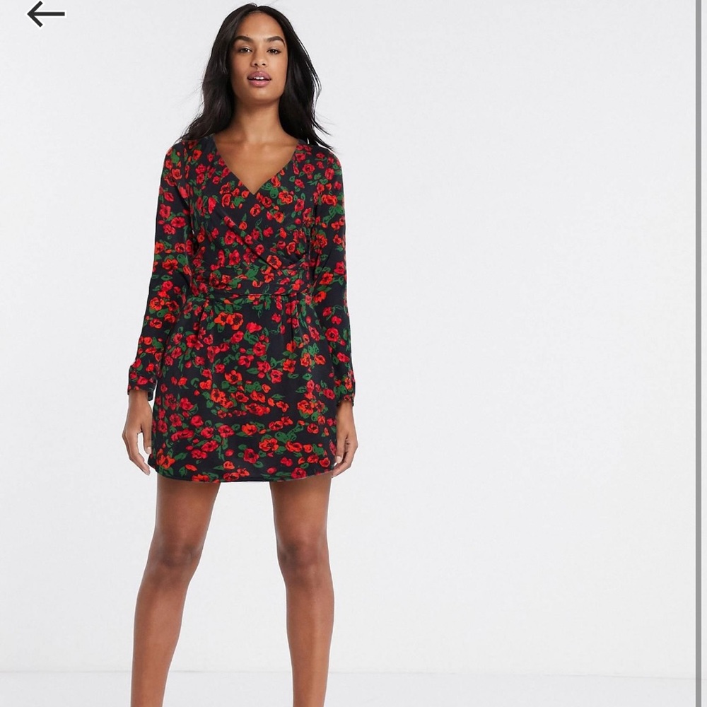 ASOS In The Style Wrap Front Mini Dress in Floral